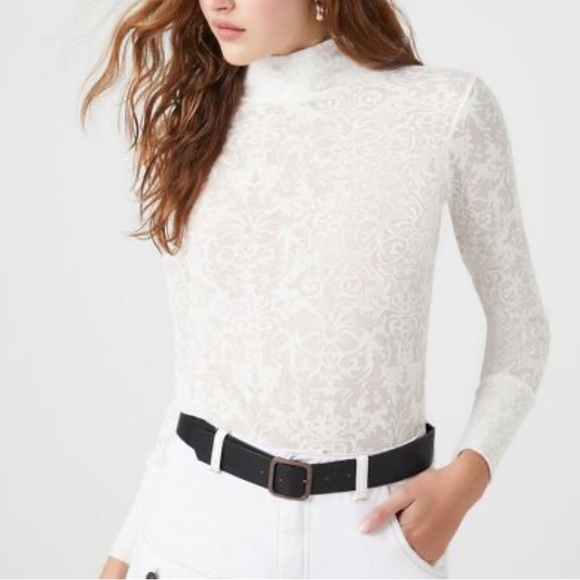 WDIRARA Women's Sparkly Mesh Sheer Top Mock Neck Long